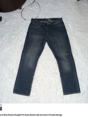 GAP Men’s Straight Fit Blue Jeans | Classic Denim 5-Pocket Mid Wash